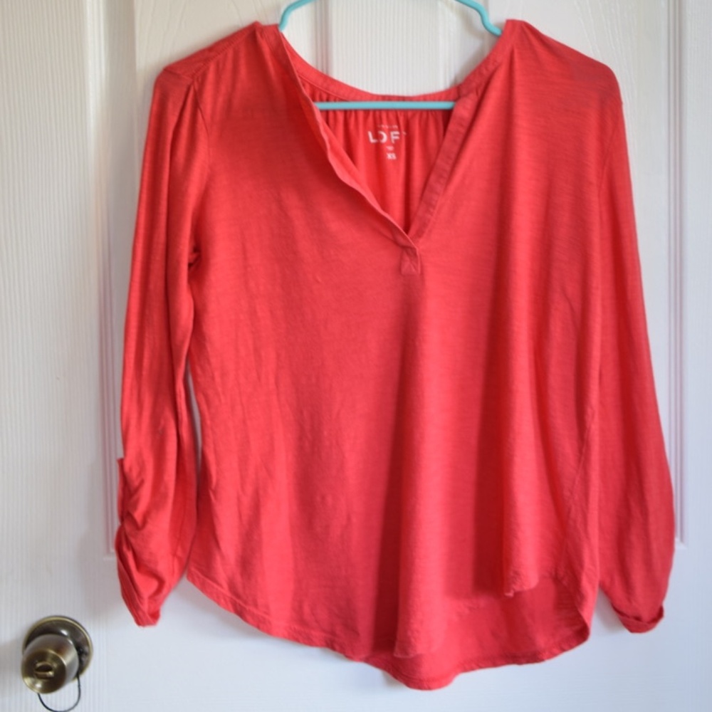 Ann Taylor Loft Coral Cotton Shirt XS flowy